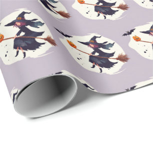 Gruselige Hexe Lila Halloween Geschenkverpackungsp Geschenkpapier