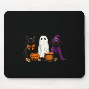 Gruselige Hexe schwarze Katze Halloween-Kürbis für Mousepad