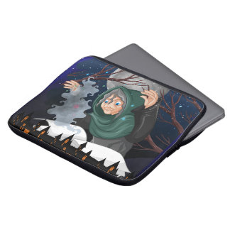 Gruselige Hexe & Spukhaus Halloween🌙 Laptopschutzhülle