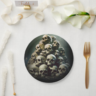 Gruselige Horde schreiender Schädel Halloween-Part Pappteller