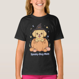 Gruselige Hundefrau Welpen Hexe Kürbis Pastell Her T-Shirt