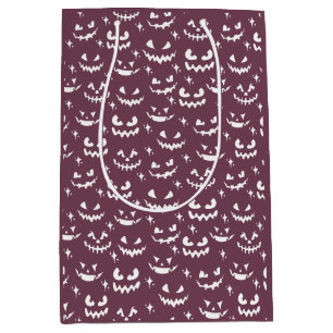 Gruselige Jack-O' Lantern-Gesichter Lila Halloween Mittlere Geschenktüte