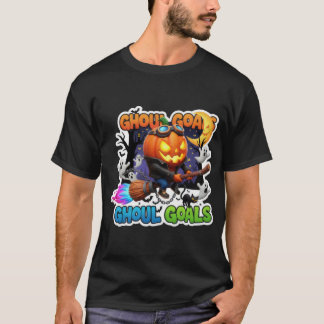 Gruselige Jackolantern-Fliegende-Besen-Illustratio T-Shirt