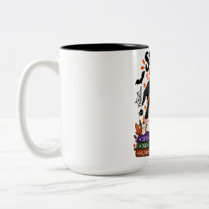 Gruselige Jahreszeit Geist & schwarze Katze Zweifarbige Tasse