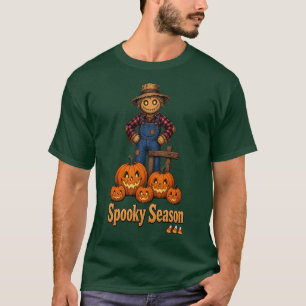 Gruselige Jahreszeit Vogelscheuche/Kürbislaterne T-Shirt