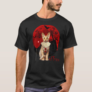 Gruselige Kätzchen Clown Katze Halloween Kostüm T-Shirt