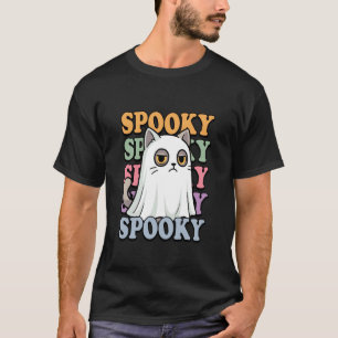 Gruselige Katze Geist Lustiges Halloween Kostüm T-Shirt