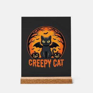 Gruselige Katze Halloween Fledermaus Mond Grafikde Acrylschild