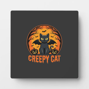 Gruselige Katze Halloween Fledermaus Mond Grafikde Fotoplatte
