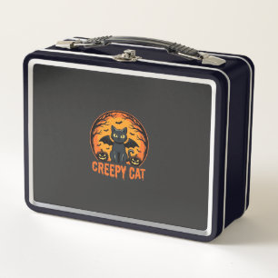 Gruselige Katze Halloween Fledermaus Mond Grafikde Metall Brotdose