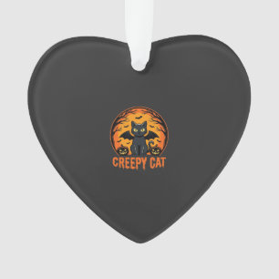 Gruselige Katze Halloween Fledermaus Mond Grafikde Ornament