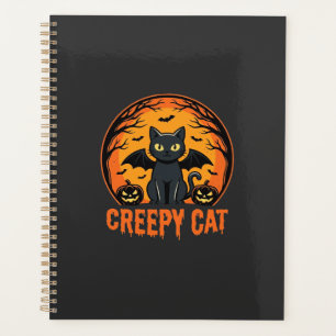 Gruselige Katze Halloween Fledermaus Mond Grafikde Planer