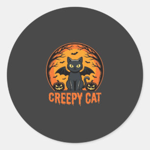 Gruselige Katze Halloween Fledermaus Mond Grafikde Runder Aufkleber