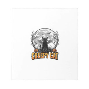 Gruselige Katze Halloween Vintage Gravur Design_1 Notizblock