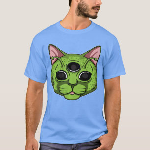 Gruselige Katze Lustiger Horrorfilm Fan Katzenbesi T-Shirt