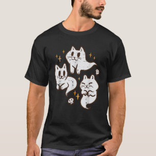 Gruselige Katzen Geister Retro Vintage Halloween F T-Shirt