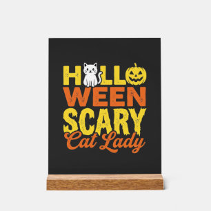 Gruselige Katzenlady Halloween-Design_1 Acrylschild