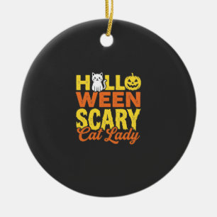 Gruselige Katzenlady Halloween-Design_1 Keramik Ornament