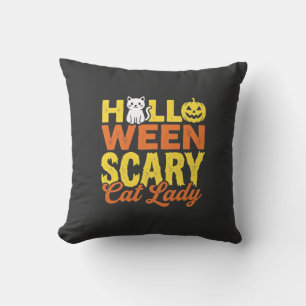 Gruselige Katzenlady Halloween-Design_1 Kissen