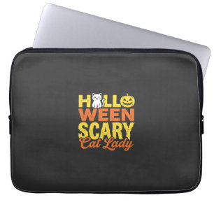 Gruselige Katzenlady Halloween-Design_1 Laptopschutzhülle