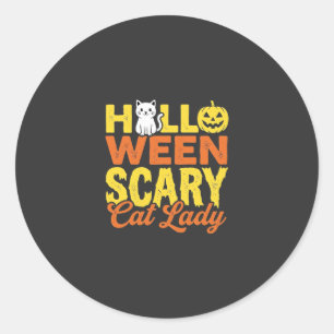 Gruselige Katzenlady Halloween-Design_1 Runder Aufkleber