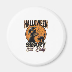 Gruselige Katzenlady Halloween Hexe Web Vintage-Sh Magnet