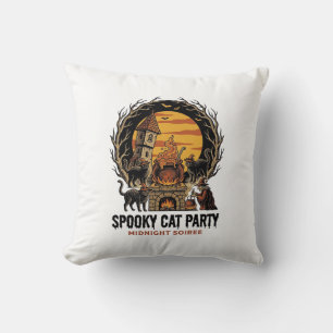 Gruselige Katzenparty Vintage-Stich Halloween-Shir Kissen