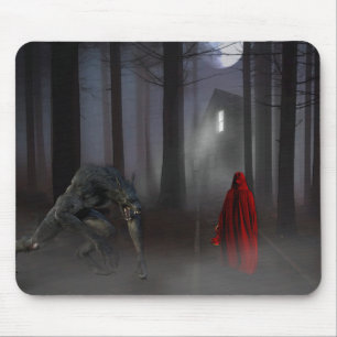 Gruselige kleine Rotkäppchen Werwolf  Mousepad
