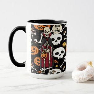 Gruselige Knochen und Skelette für Halloween Tasse