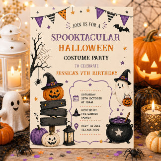 Gruselige Kostüm-Party Halloween Geburtstag Einladung