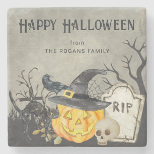 Gruselige Kostüme und Cocktails Halloween Steinuntersetzer