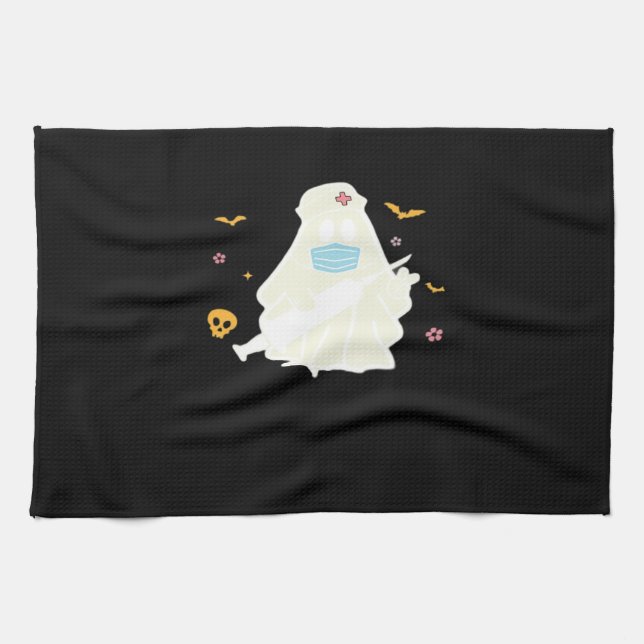 Gruselige Krankenpflegerin Cute Halloween Oversize Geschirrtuch (Horizontal)
