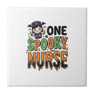 Gruselige Krankenschwester Halloween Vintage Gravu Fliese