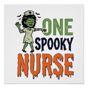 Gruselige Krankenschwester Halloween Vintage Vekto Poster