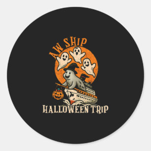 Gruselige Kreuzfahrt Aw Schiff Halloween-Trip Froh Runder Aufkleber