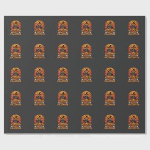 Gruselige Kürbiskürbis-Hexen-Halloween-Vektorgesta Geschenkpapier
