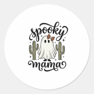 Gruselige Mama Ghost Cactus Vintage Halloween-Shir Runder Aufkleber