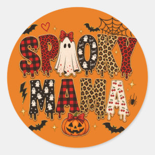 Gruselige Mama Halloween Leopardenmuster gemisch Runder Aufkleber
