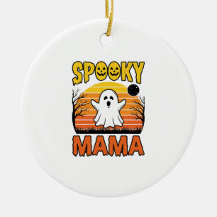 Gruselige Mama Vintage Geist Halloween-Shirt-Desig Keramik Ornament