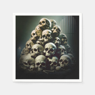 Gruselige Menge schreiender Schädel Halloween-Part Serviette