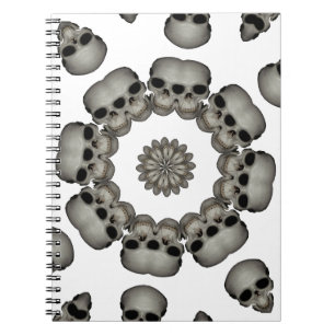 Gruselige menschliche Schädel-Mandala Notizblock