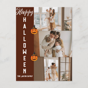 Gruselige moderne Halloween-Familien-Dreier-Fotoco Feiertagspostkarte