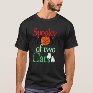 Gruselige Mutter von zwei Katzen Halloween-Katzen T-Shirt