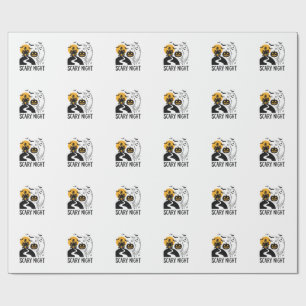 Gruselige Nacht Halloween Spukhaus Geist Design_1 Geschenkpapier
