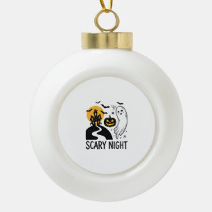 Gruselige Nacht Halloween Spukhaus Geist Design_1 Keramik Kugel-Ornament