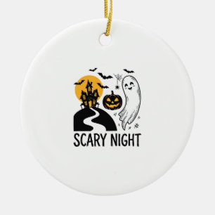 Gruselige Nacht Halloween Spukhaus Geist Design_1 Keramik Ornament