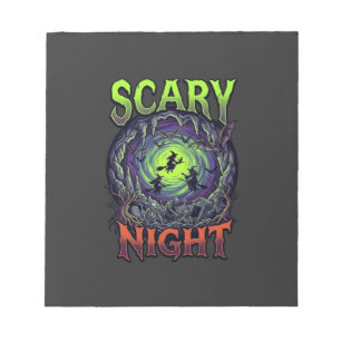 Gruselige Nacht Hexen Fledermaus Höhle Neon Vortex Notizblock