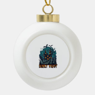 Gruselige Nacht Spukhaus Geister Friedhof Keramik Kugel-Ornament
