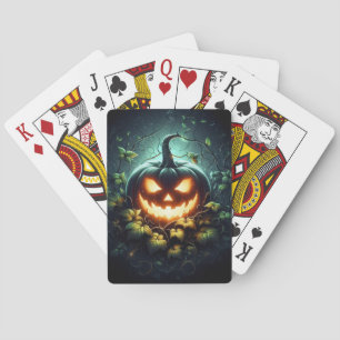 Gruselige Natur leuchtender Halloween-Kürbis Spielkarten