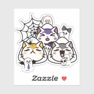 Gruselige Onigiri-Katzen - Kawaii Halloween Sushi Aufkleber